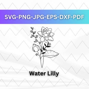 Bouquet de nénuphar fleur mois de naissance Svg, fleur mois de naissance svg, nénuphar png fleur de naissance, bouquet de fleurs, floral, Svg, dessins png