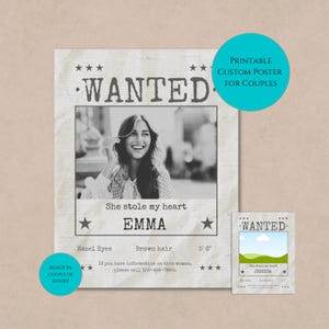 Póster de "Se busca" personalizado para parejas, póster editable en Canva, impresión de regalo para parejas, póster imprimible para el día de San Valentín y el primer aniversario