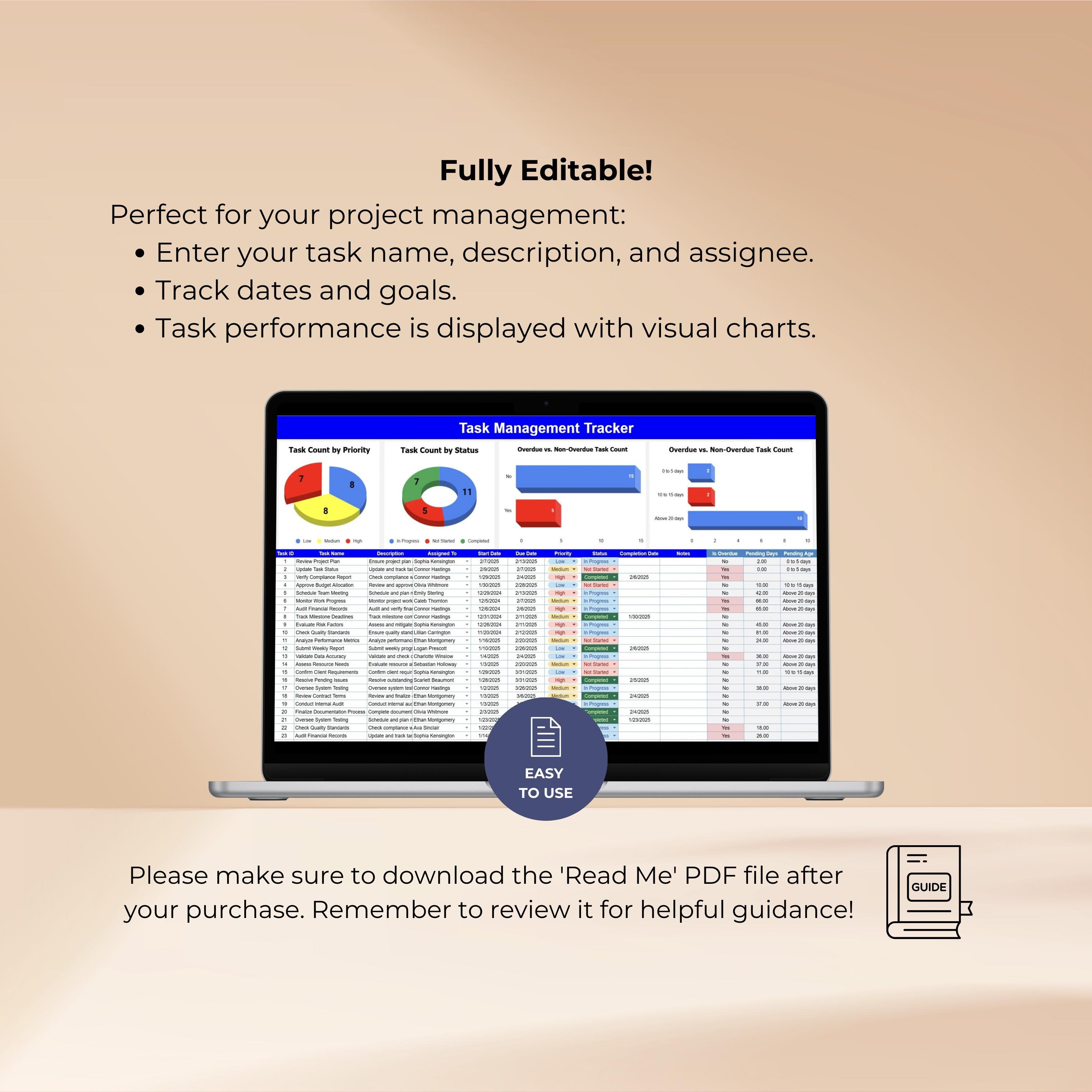 Task Tracker Google Sheets Template: Project Management To-do List ...