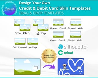 Debitkarte Skin-Vorlagen, bearbeitbare Debitkarte Aufkleber, Canva Vorlagen für Geldautomaten, Bankkarte SVG-Dateien für Cricut, Kreditkarte Aufkleber SVG-Datei