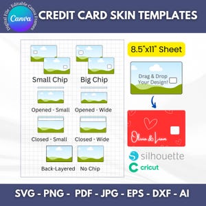 Bank Card Skin Templates, Debit Card Decal Templates, Canva Drag & Drop Frames, Card Decal Label Frames, Credit Bak ATM Card Sticker SVG