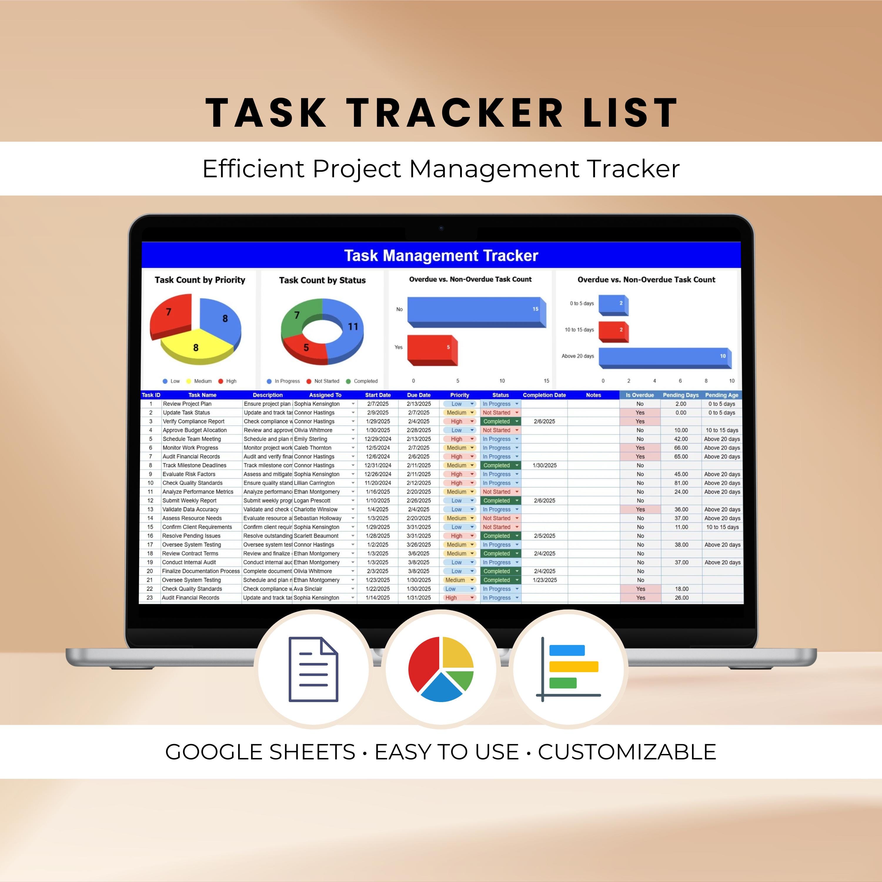 Task Tracker Google Sheets Template: Project Management To-do List ...