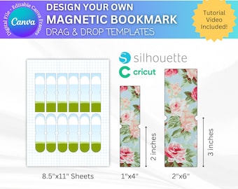 Book Lover Bookmark Templates: DIY Magnetic Bookmark, Canva Editable, SVG Files (Digital Download)
