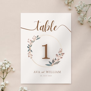 Editable Wedding Table Numbers: Minimalist Photo Seating Chart (Digital Download)