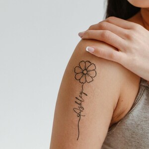 Custom Birth Flower Name Design: Line Art Tattoo PNG & SVG (Digital Download) image 10