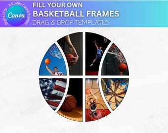 Basketball Photo Collage Templates: Editable Canva Frames (Digital Download)