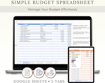 Google Sheets Budget Spreadsheet: Weekly/Bi-Weekly/Monthly Tracker (Digital Download