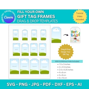 Modelos de etiquetas para presentes editáveis: Canva - Arrastar e Soltar, Molduras para Etiquetas, Download Digital