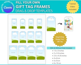 Editable Gift Tag Templates: Canva Drag & Drop, Tag Frames, Digital Download