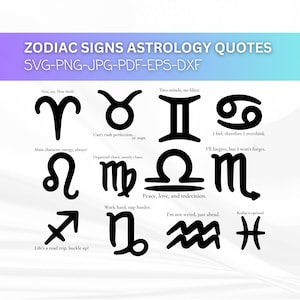 Bundle impression zodiaque Svg, astrologie Svg Bundle, signes du zodiaque pour les amis, humour pour la conception de cartes du zodiaque, clipart SVG conception du zodiaque, zodiaque PNG