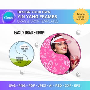Yin Yang Editable Canva Template, Custom Yin Yang Art, Easy Drag & Drop Canva Frame, Yin Yang SVG, SVG Files for Cricut, Yin Yang SVG