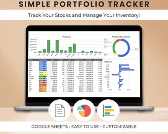 Portfolio Management Google Sheets: Stock Analysis Spreadsheet, Investment Tracker, Quick Calculator (Digital Download)
