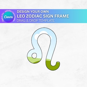 Fácil arrastar e soltar Canva Zodiac Leo Template, moldura do zodíaco, Leo svg, modelo de horóscopo editável, moldura Canva Leo personalizável, design png Leo