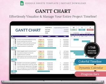 Gantt Chart Project Planner Template: Task Timeline, Google Spreadsheet