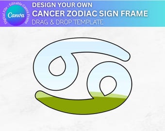 Cancer Zodiac Canva Template: Drag & Drop Frame (Digital Download)