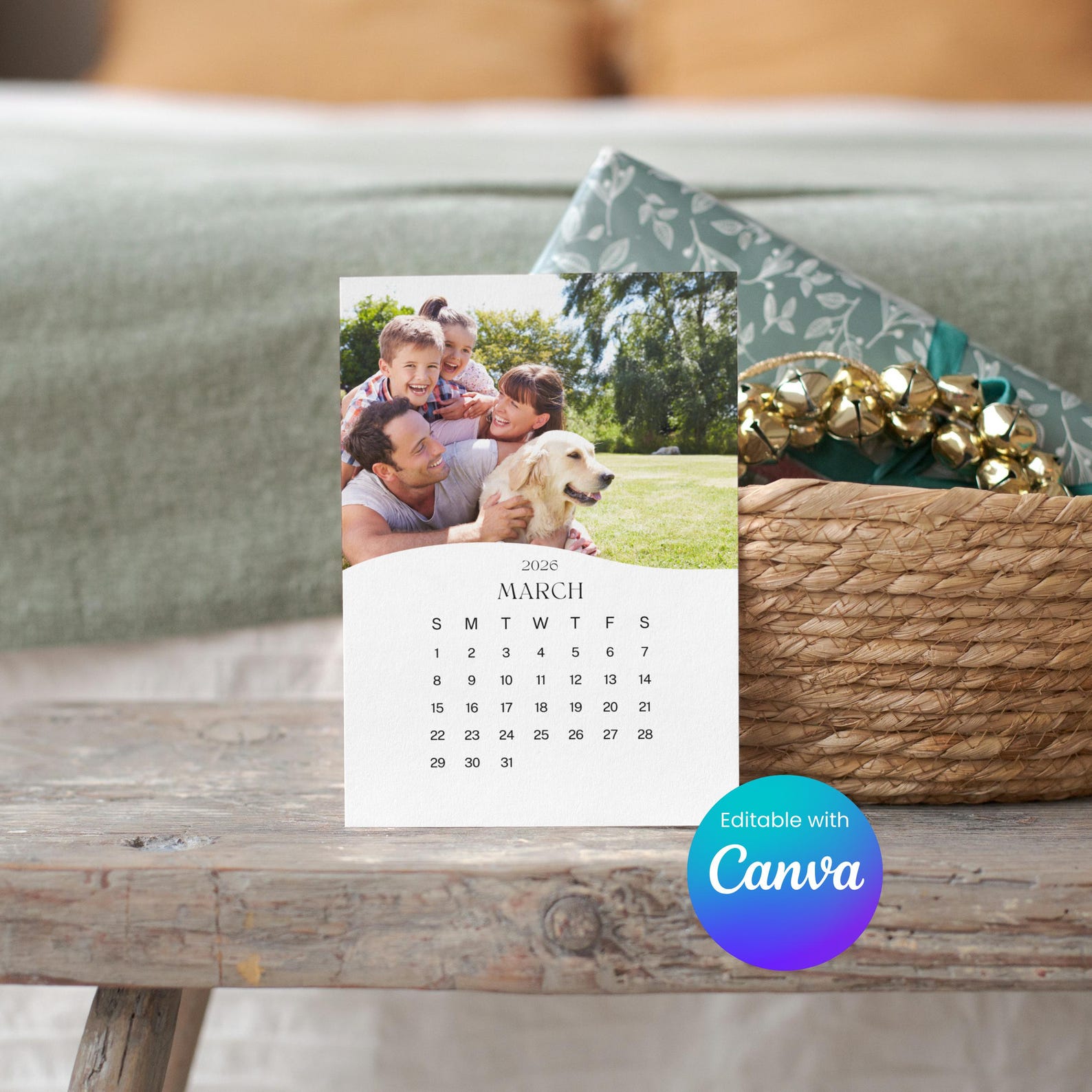 2026 Calendar Editable Template, Month at a Glance Photo Calendar, 3 ...