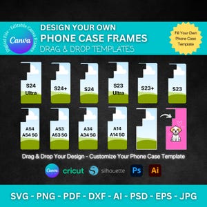 Modello di custodia per telefono modificabile, modello di custodia per Galaxy S24 Ultra, modello di custodia per Galaxy S23 Ultra, modelli di sublimazione per custodie per telefono Canva