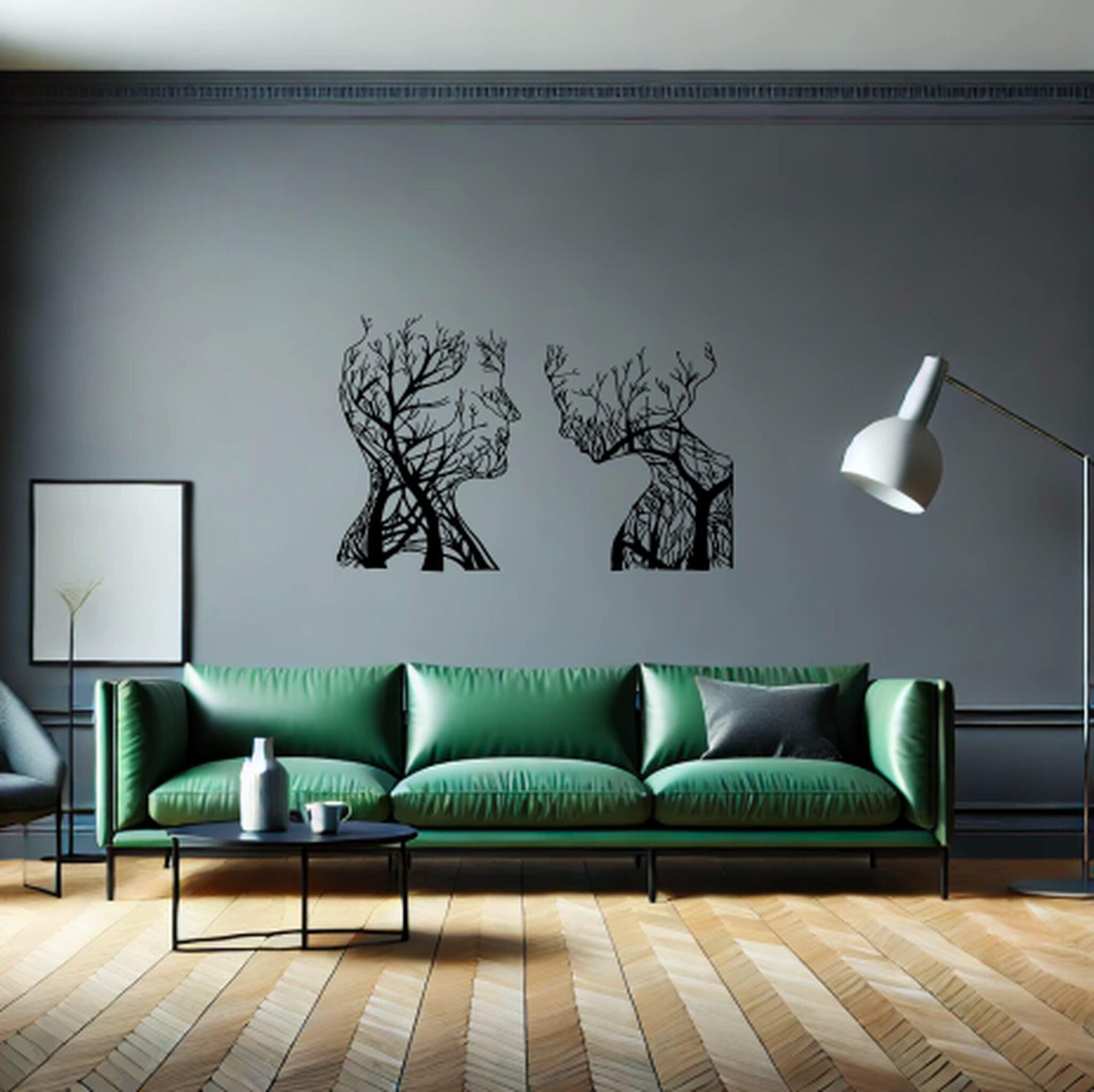 View of Tree Faces, Three Panel, Wall Art, Wooden Decoration, Wall Hanging ...
