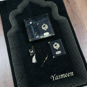 Gepersonaliseerde luxe gebedsmat cadeauset Yassen Dua boek Koran geschenkdoos Mini Koran huwelijkscadeau Islamitisch cadeau Verjaardagscadeau Eid-cadeau