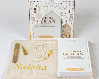 Shadowed Quran Text Mushaf with Erasable Pen Prayer Beads Tracing Workbook Full Tracing Quran Teaching Book Personalized Shaded Quran White