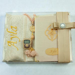 Personalized Islamic Gift Set, Prayer Mat, Yaseen Book, Tasbih image 9