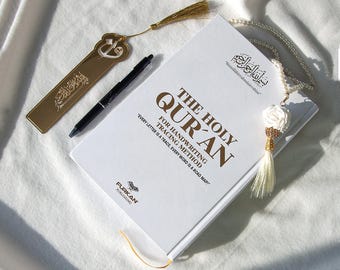 Schattierter Koran-Text-Mushaf mit löschbarem Stift Gebetskette, Arbeitsbuch, Vollverfolgung, Koran-Lehrbuch, personalisiert, Schattiger Koran, Weiß