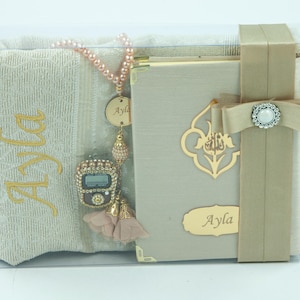 Personalized Islamic Gift Set, Prayer Mat, Yaseen Book, Tasbih image 15