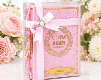 Arabisch Deutsch Quran Der Heilige Koran mit deutscher Übersetzung – Hardcover-Geschenkset mit Tasbih Islamischem Geschenk
