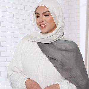 Modal Hijab | Ombre Hijabs - Offwhite & Gray