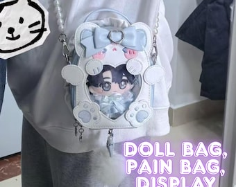 ドールバッグ、ペインバッグ、20cmドールディスプレイバッグ、かわいいドールディスプレイバッグ、コットンドールハンドバッグ、バックパック