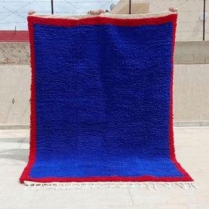Custom Moroccan rug - Moroccan rug blue - Berber rug - Beni ourain rug - Handmade rug - Plain wool rug - Custom made rugs - Solid blue Rug