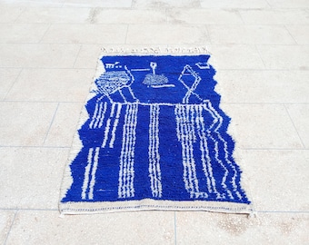 Handmade Beni Ourain Rug: Authentic Moroccan Berber Carpet, Sheep Wool