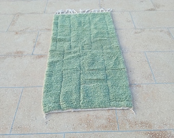 Handmade Moroccan Azilal Rug – Green Berber Carpet wool 175 cmx96 cm