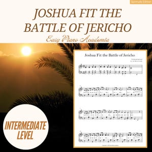 Piano Sheet Music Traditional Spiritual Joshua Fit the Battle of Jericho Easy Piano Advanced Beginner Intermediate Pianist Level with Lyrics
