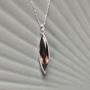 Smoky Quartz Marquise Pendant with Recycled Sterling Silver