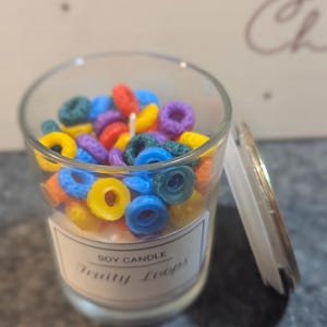 Cereal scented handmade candle Soy wax bowl food fruit loops breakfast realistic dessert candle