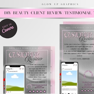 Testimonial und Kundenkritik Flyer Vorlage | Bearbeitbarer Beauty Business Instagram Flyer | Lash Tech, Nail Tech, und Hairstylist DIY Vorlage