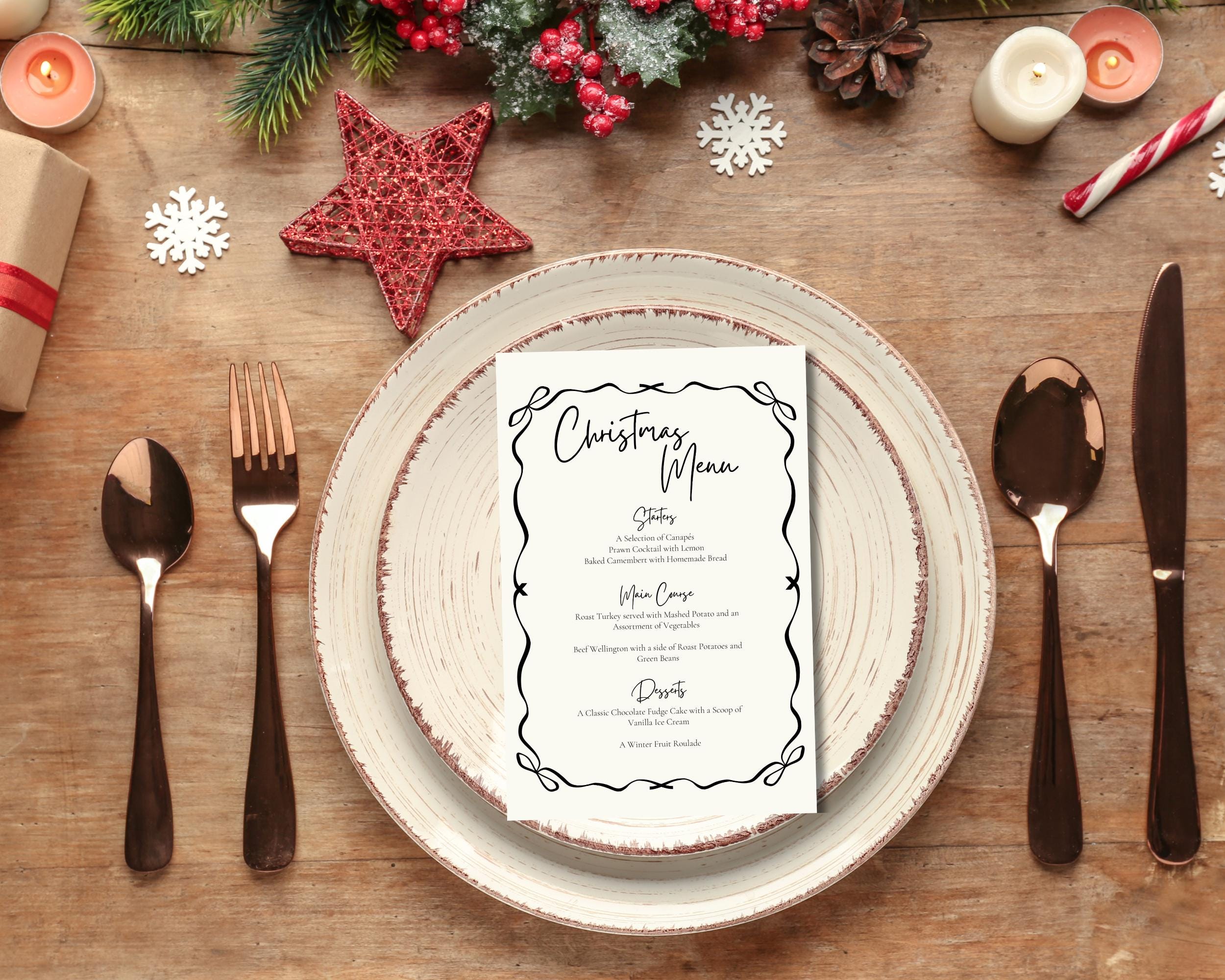 Editable Christmas Menu Printable Holiday Dinner Template Instant ...