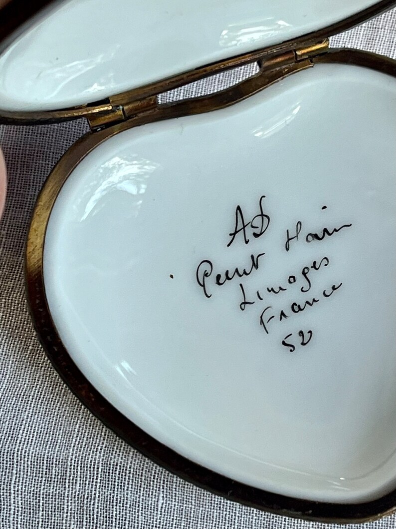 Vintage Limoges Porcelain Heart Shaped Trinket Box Two Sided Etsy