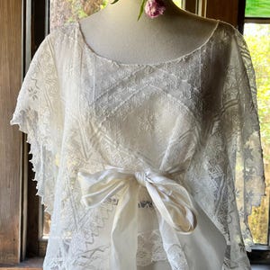 Antique Lace Top Handmade Repurposed Textiles with Silk Ribbon Tie