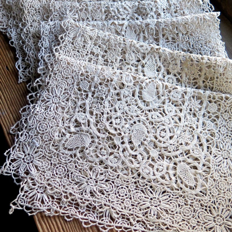 Antique Italian Needle Lace Placemats in Linen with Acorn Etsy
