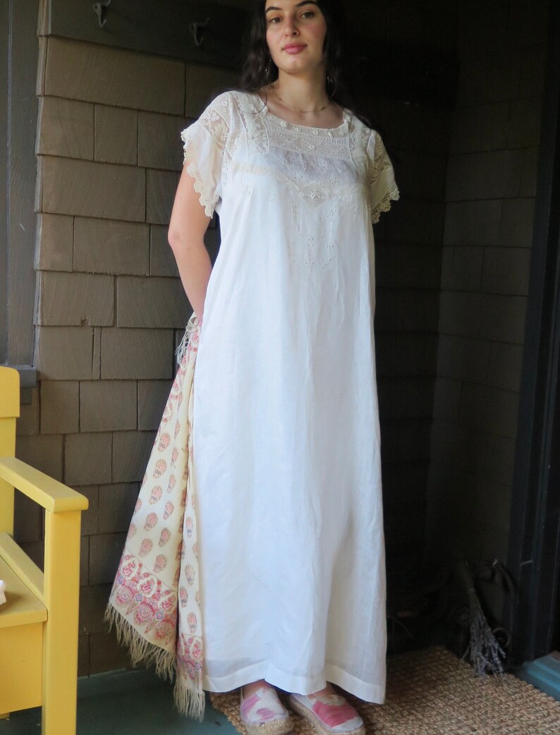 Antique Linen Nightgown with Assorted Lace Trims Irish Etsy