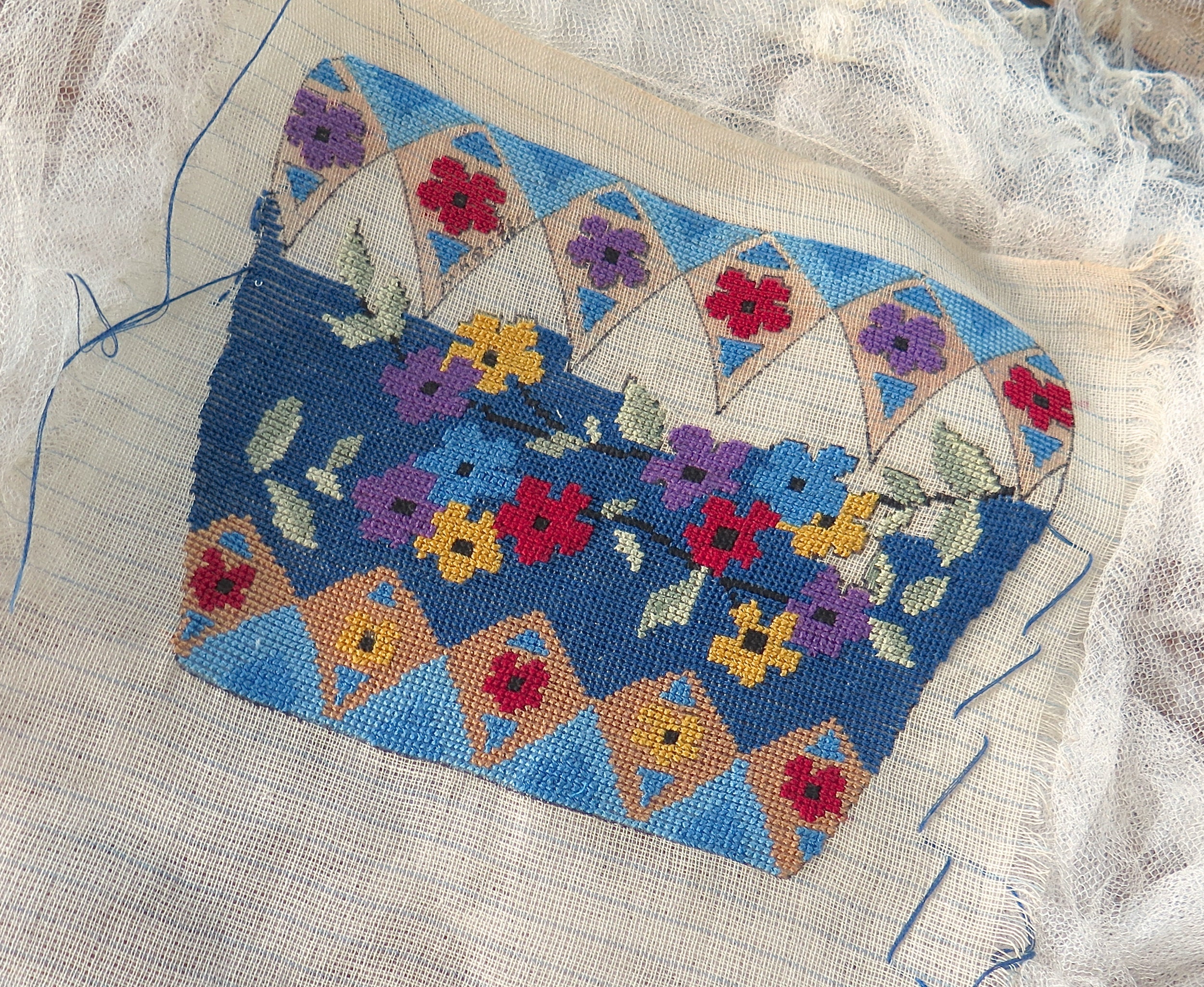 Art Deco Needlepoint Canvas for Purse Unfinished Red Gold Blue Etsy