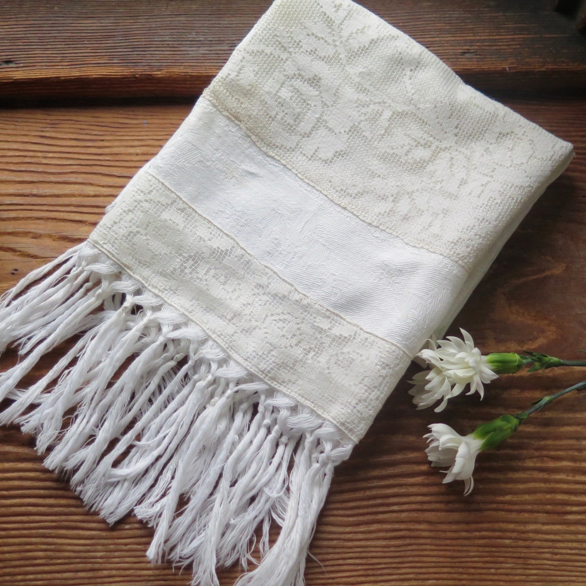 UpCycled Antique Linen Hand Towel with Fringe and Handmade Etsy