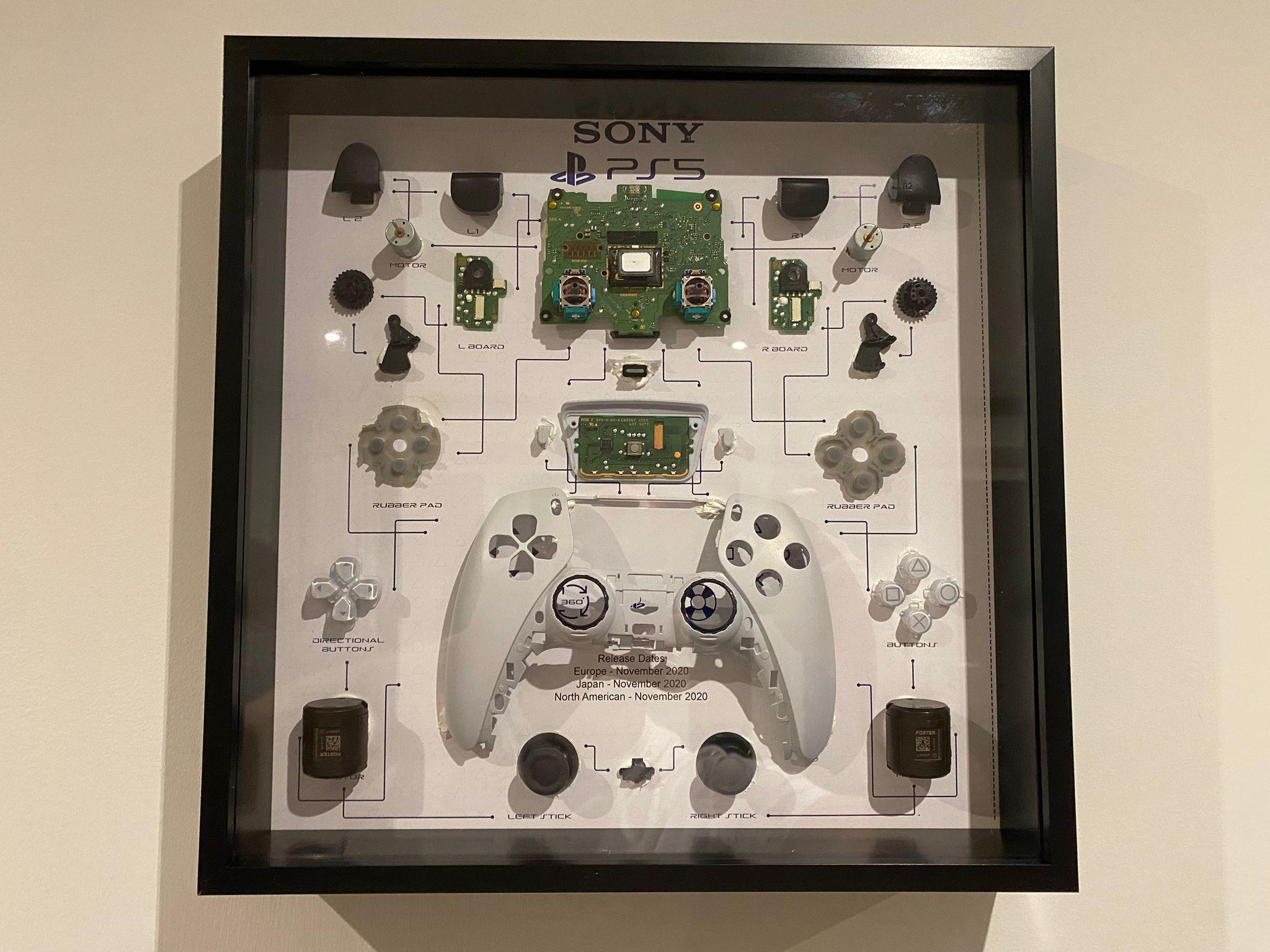 Controll Exploded View Framed Original Playstation 5 Dualsense (white) Controller Exploded ...