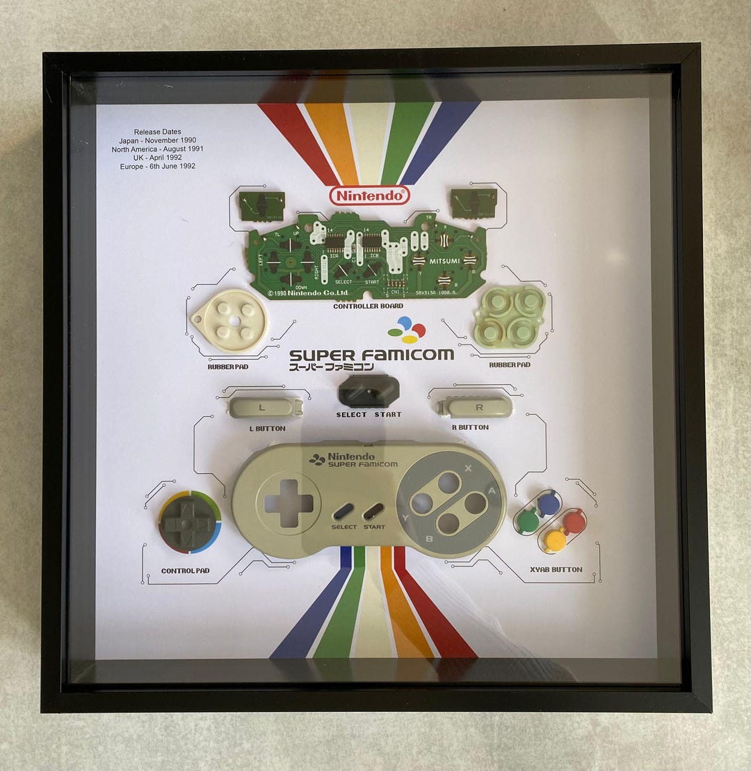 Framed Original Super Nintendo SNES Controller Exploded View Art ...