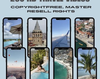 250 HD Travel Stock Videos: Social Media Content (Instant Download)