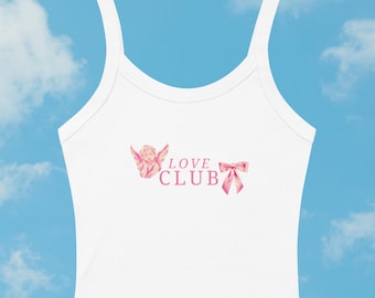 Camiseta sin mangas con gráfico de Cupido de Love Club: camisola con lazo rosa Y2K