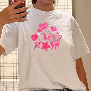 Y2K Pink Candy Graphic T-Shirt - Cute Retro 2000s Aesthetic, Pastel Candy Shirt, Y2K Nostalgic Pink Graphic Tee, Kawaii Y2K Inspired
