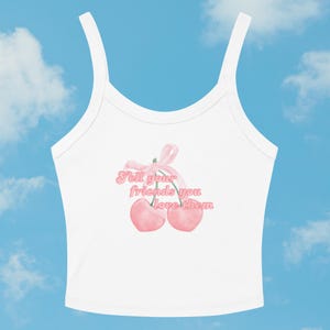 Cherry Graphic Tank Top: Micro Ribbed Coquette Tee